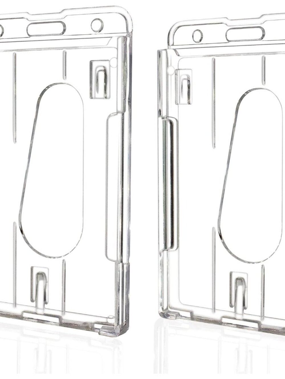 Hard Plastic ID Badge Holder, Vertical, 2 Pack